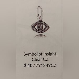 Pandora Charm Silver Eye Pendant with Clear CZ